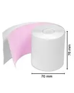 2 PLY CARBONLESS WHITE / PINK ROLLS 76X70X12.5MM  (PACK OF 20)